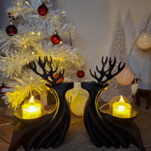 zestaw Świecznik renifer czarny